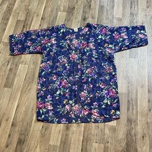 Vintage California Miss Sheer Floral Kimono Open Front Robe Size XL
